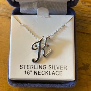 Sterling Silver Necklace with “K” Pendant